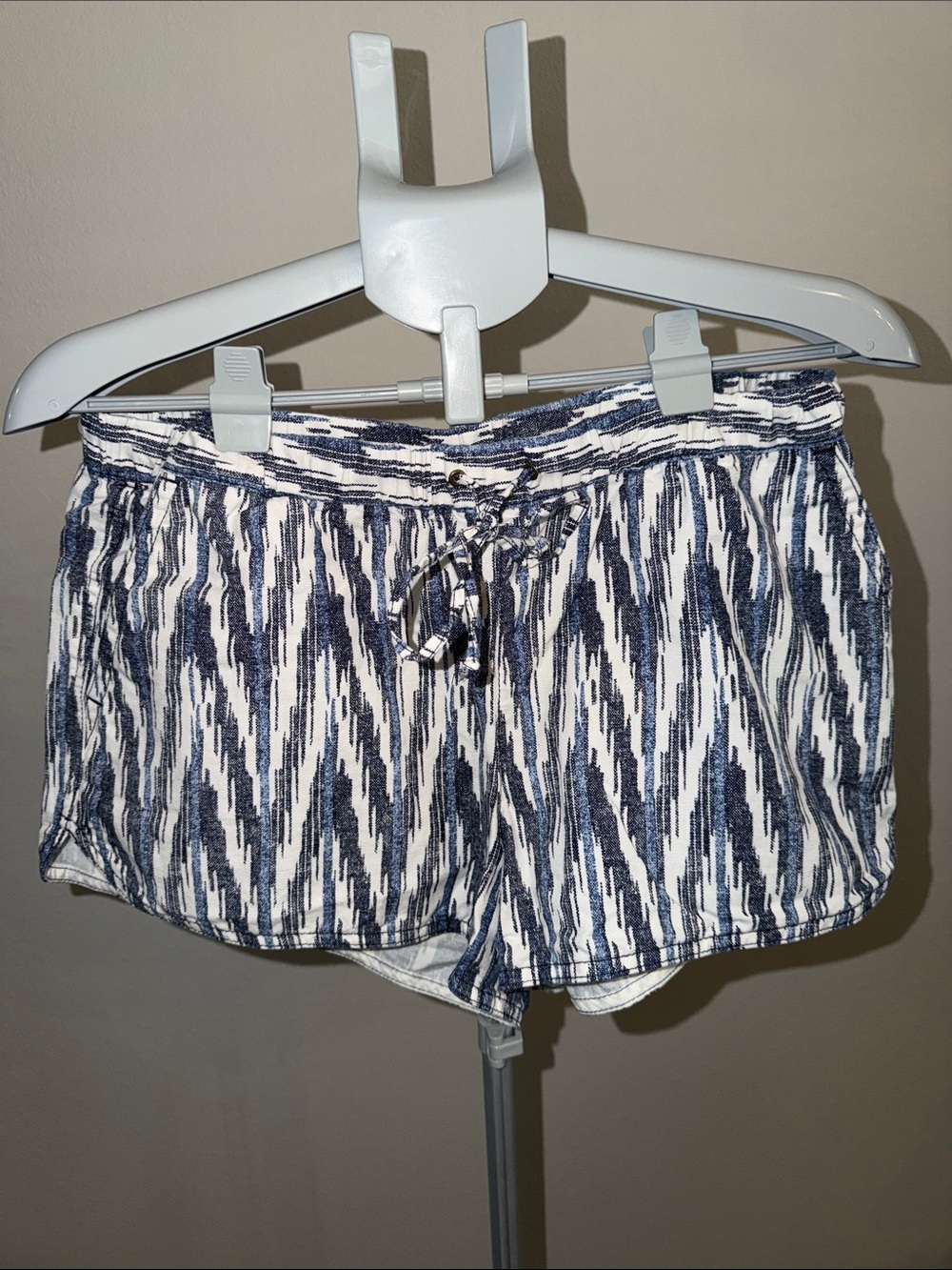 J.Crew Navy and White Patterned Drawstring Shorts